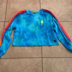 Aviator Nation Hand Dyed Bolt Cropped Sweatshirt